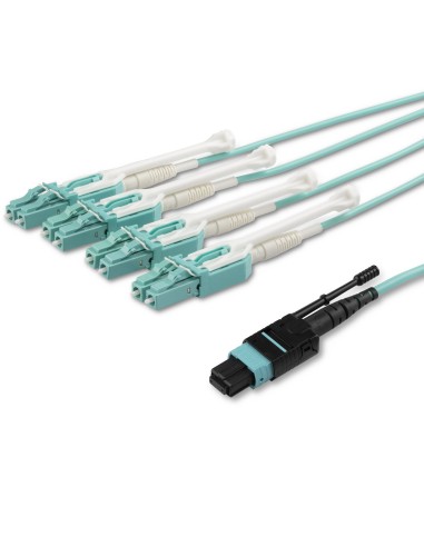 Cable de 1m de Fibra Óptica Dúplex Multimodo MTP(F)/PC a 4x LC/PC Multiconector OM3 - OFNP - Tipo A 8F - 50/125µm LOMMF - Redes 